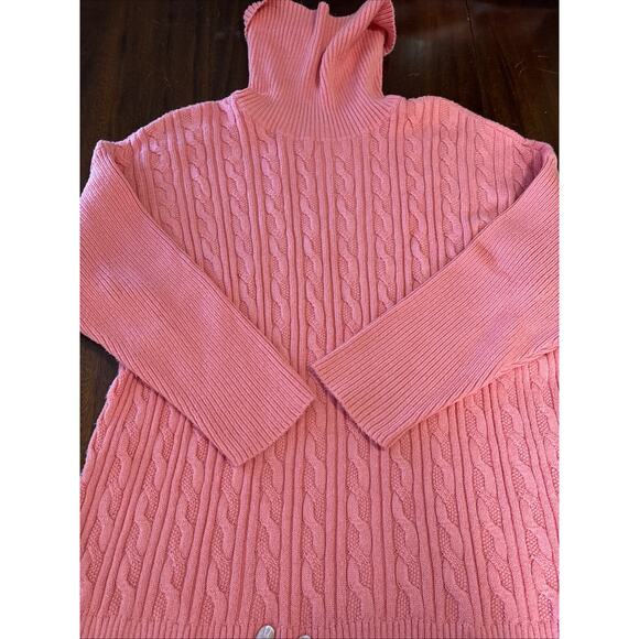 Talbots Plus Orange Cable Knit Turtleneck Sweater Size 3X Colorful Comfy Light - Picture 7 of 7